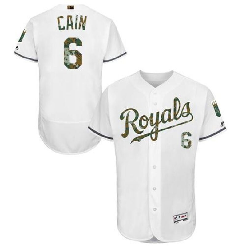 68635522a841c_1 Royals #6 Lorenzo Cain White Flexbase Authentic Collection 2016 Memorial Day Stitched MLB Jersey