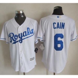 68635531a7aa8_1 Royals #6 Lorenzo Cain White New Cool Base Stitched MLB Jersey