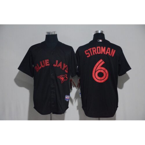6863555b2fea8_1 Toronto Blue Jays #6 Marcus Stroman Black Strip Stitched MLB Jersey