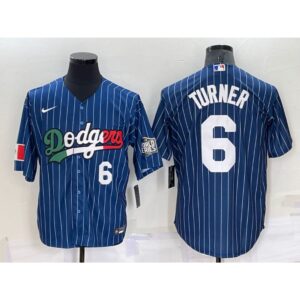 686355772003c_1 Men's Los Angeles Dodgers #6 Trea Turner Navy Mexico World Series Cool Base Stitched Baseball Jersey