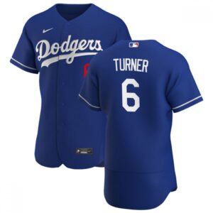 6863558f327b7_1 Men's Los Angeles Dodgers #6 Trea Turner Royal Flex Base Stitched Jersey