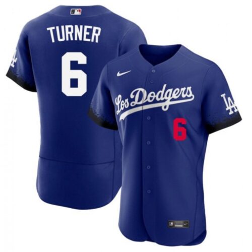 686355926a21c_1 Men's Los Angeles Dodgers #6 Trea Turner 2021 Royal City Connect Flex Base Stitched Baseball Jersey