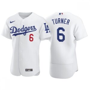 68635595c8a88_1 Men's Los Angeles Dodgers #6 Trea Turner White Flex Base Stitched Jersey