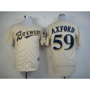 686355dfa12c8_1 Brewers #59 John Axford Cream YOUNinorm Cool Base Stitched MLB Jersey