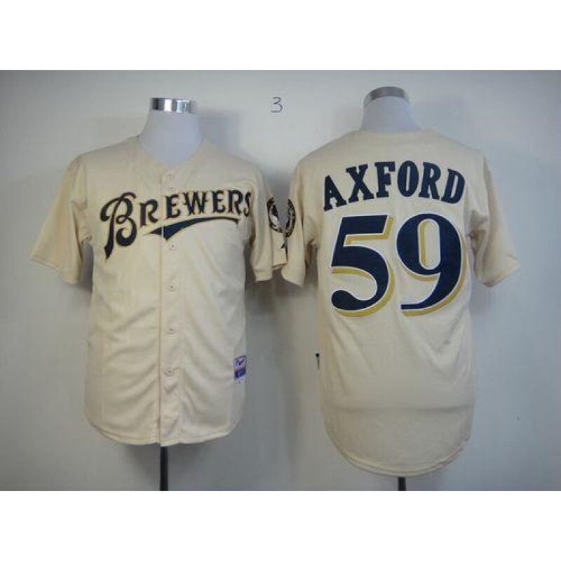 686355dfa12c8_1 Brewers #59 John Axford Cream YOUNinorm Cool Base Stitched MLB Jersey