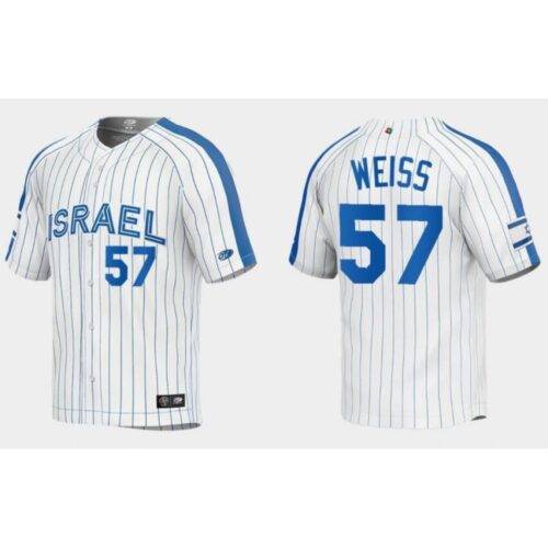 68635638cc521_1 Men's israel Baseball #57 Zack Weiss 2023 White World Baseball Classic Stitched Jersey