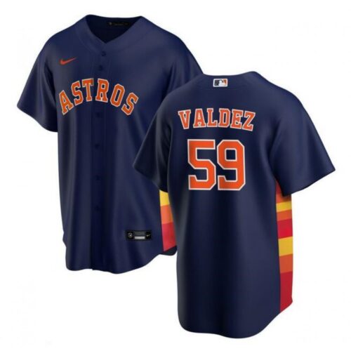 6863563c5d59e_1 Men's Houston Astros #59 Framber Valdez Navy Cool Base Stitched Baseball Jersey