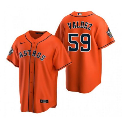6863563fbce4a_1 Men's Houston Astros #59 Framber Valdez Orange Cool Base Stitched Baseball Jersey