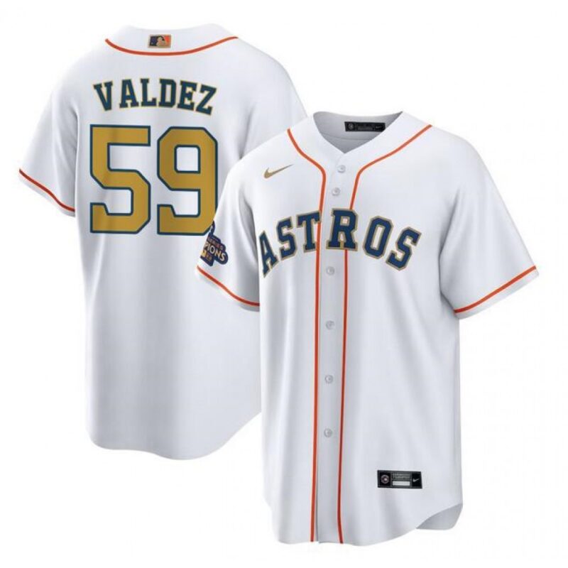 6863564315d93_1 Men's Houston Astros #59 Framber Valdez White/Gold Cool Base Stitched Baseball Jersey