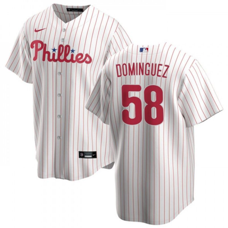 68635649022c0_1 Men's Philadelphia Phillies #58 Seranthony Dominguez White Cool Base Stitched Baseball Jersey