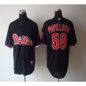 6863564c44d4e_1 Phillies #58 Jonathan Papelbon Black Cool Base Stitched MLB Jersey