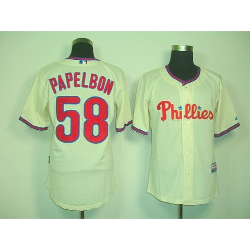 6863564f8ed5b_1 Phillies #58 Jonathan Papelbon Cream Cool Base Stitched MLB Jersey