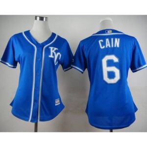 6863567052574_1 Royals #6 Lorenzo Cain Blue Alternate 2 Women's Stitched MLB Jersey