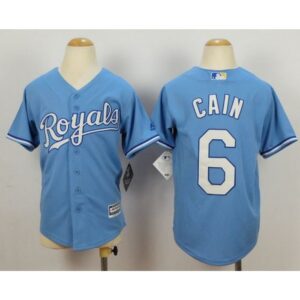 68635672d3809_1 Royals #6 Lorenzo Cain Blue Cool Base Alternate 1 Stitched Youth MLB Jersey