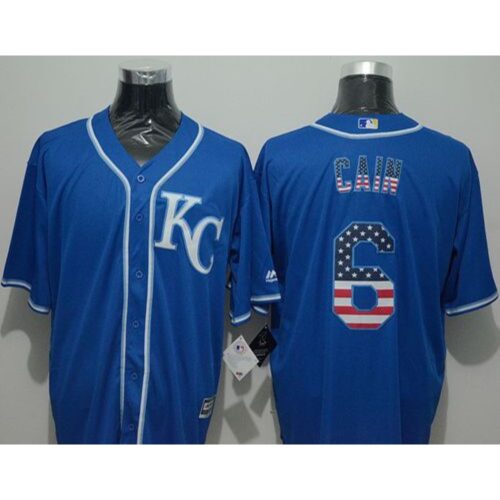 686356783ebd4_1 Royals #6 Lorenzo Cain Blue USA Flag Fashion Stitched MLB Jersey