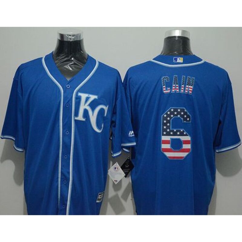 686356783ebd4_1 Royals #6 Lorenzo Cain Blue USA Flag Fashion Stitched MLB Jersey