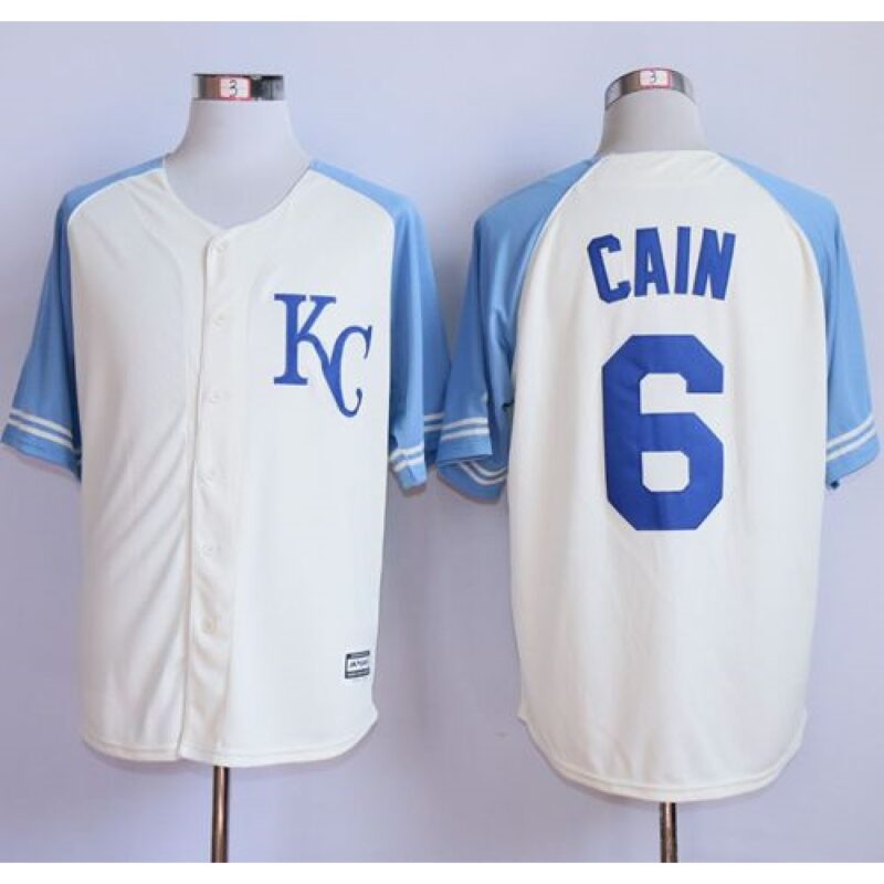 6863567b6da24_1 Royals #6 Lorenzo Cain Cream Exclusive Vintage Stitched MLB Jersey