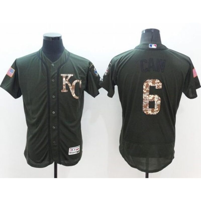 6863568a1088f_1 Royals #6 Lorenzo Cain Green Flexbase Authentic Collection Salute to Service Stitched MLB Jersey