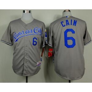 68635692d3404_1 Royals #6 Lorenzo Cain Grey Cool Base Stitched MLB Jersey