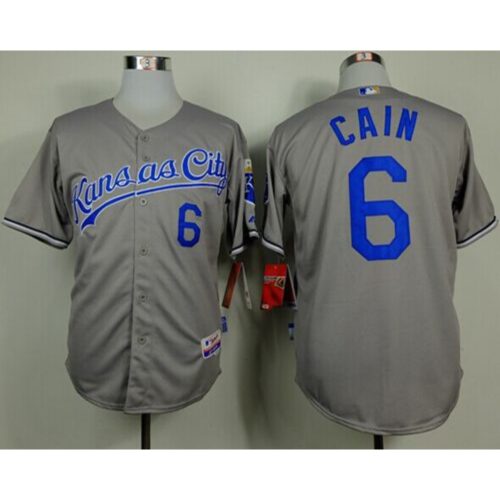 68635692d3404_1 Royals #6 Lorenzo Cain Grey Cool Base Stitched MLB Jersey