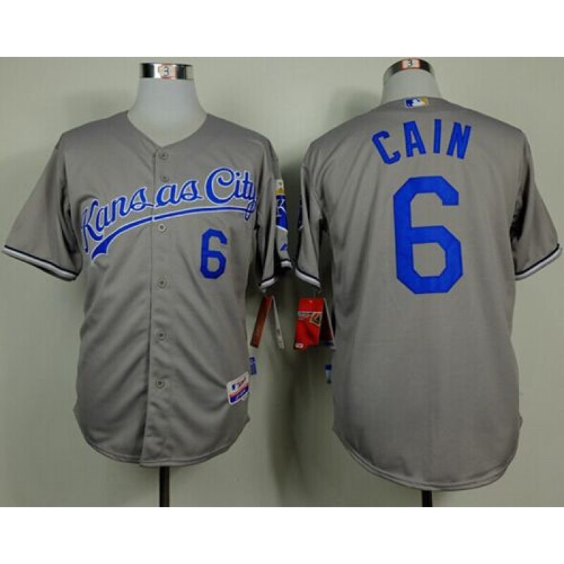 68635692d3404_1 Royals #6 Lorenzo Cain Grey Cool Base Stitched MLB Jersey