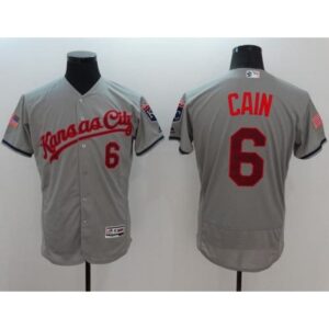 686356994ab61_1 Royals #6 Lorenzo Cain Grey Fashion Stars & Stripes Flexbase Authentic Stitched MLB Jersey