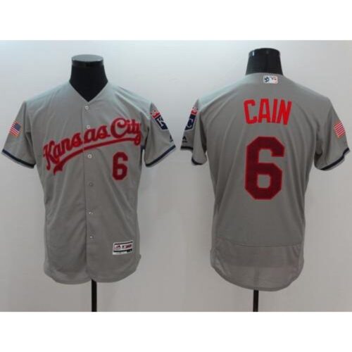 686356994ab61_1 Royals #6 Lorenzo Cain Grey Fashion Stars & Stripes Flexbase Authentic Stitched MLB Jersey