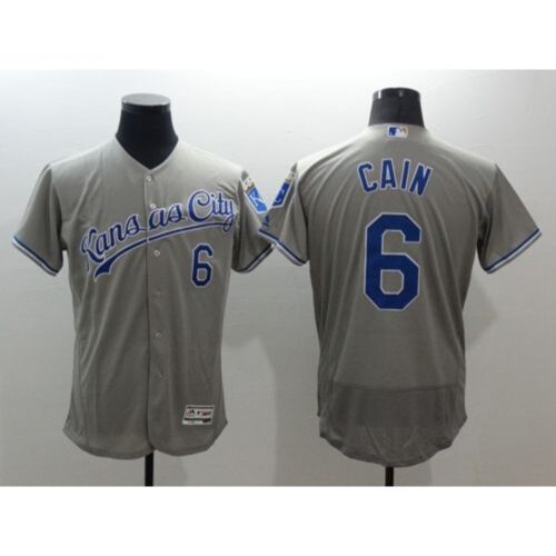 6863569c4b6c5_1 Royals #6 Lorenzo Cain Grey Flexbase Authentic Collection Stitched MLB Jersey