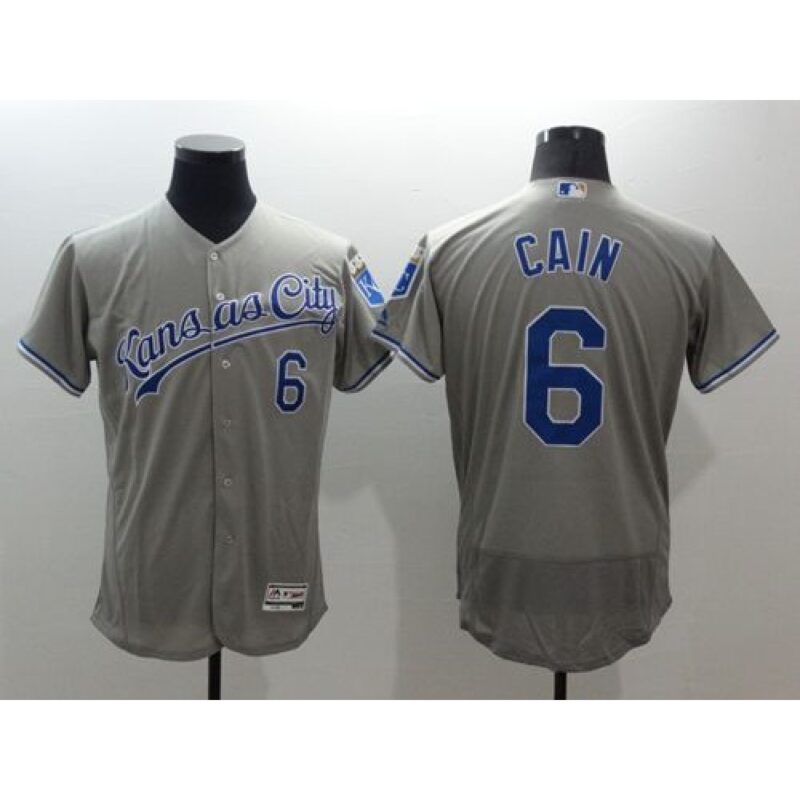 6863569c4b6c5_1 Royals #6 Lorenzo Cain Grey Flexbase Authentic Collection Stitched MLB Jersey