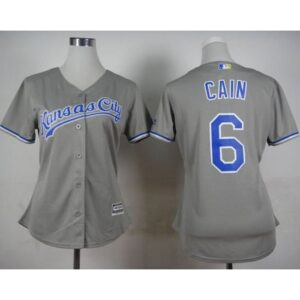 686356a53ce96_1 Royals #6 Lorenzo Cain Grey Road Women's Stitched MLB Jersey