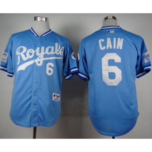 686356a7d7a55_1 Royals #6 Lorenzo Cain Light Blue 1985 Turn Back The Clock Stitched MLB Jersey