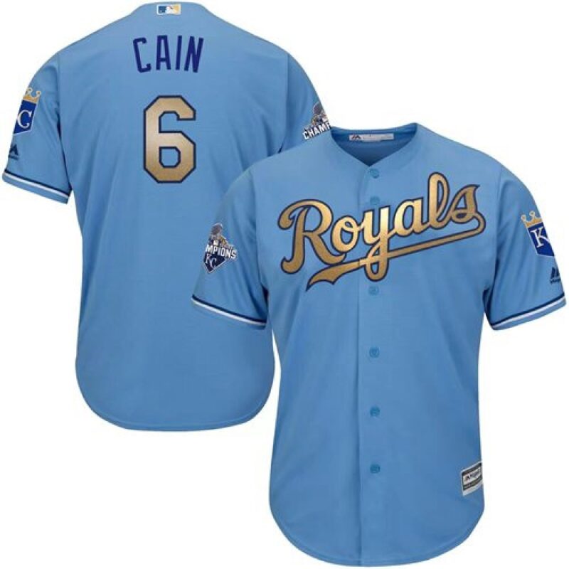 686356ae111ba_1 Royals #6 Lorenzo Cain Light Blue 2015 World Series Champions Gold Program Cool Base Stitched Youth MLB Jersey