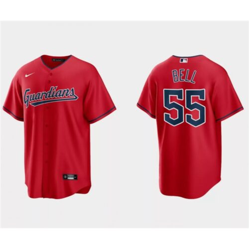 68635741a54bf_1 Men's Cleveland Guardians #55 Josh Bell Red Cool Base Stitched Jersey