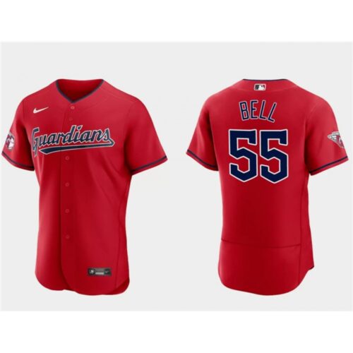 68635744d7986_1 Men's Cleveland Guardians #55 Josh Bell Red Flex Base Stitched Jersey