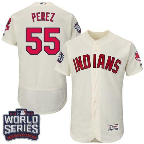 6863574e8fc4d_1 indians #55 Roberto Perez Cream Flexbase Authentic Collection 2016 World Series Bound Stitched MLB Jersey
