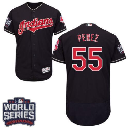 6863575bbec15_1 indians #55 Roberto Perez Navy Blue Flexbase Authentic Collection 2016 World Series Bound Stitched MLB Jersey