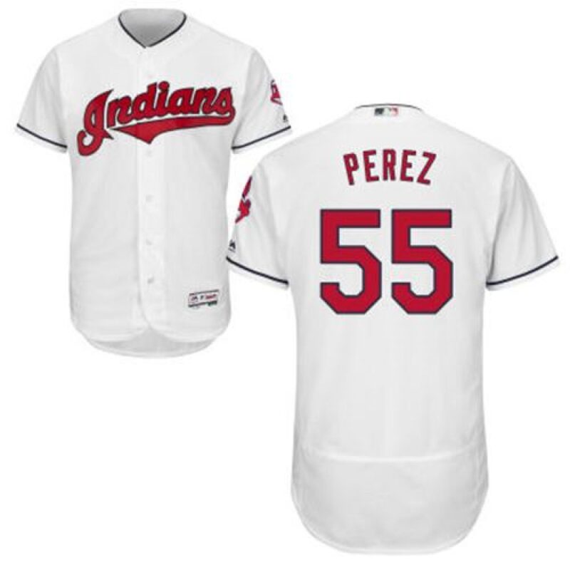 68635765275da_1 indians #55 Roberto Perez White Flexbase Authentic Collection Stitched MLB Jersey