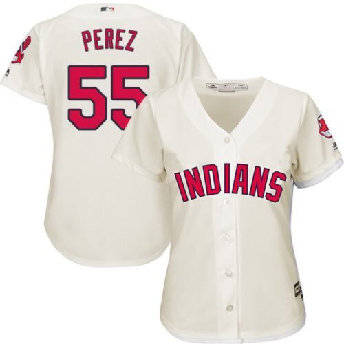 686357686c2fa_1 indians #55 Roberto Perez Cream Women's Alternate Stitched MLB Jersey