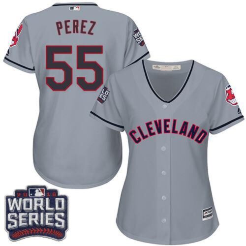 6863576dd6505_1 indians #55 Roberto Perez Grey 2016 World Series Bound Women's Road Stitched MLB Jersey