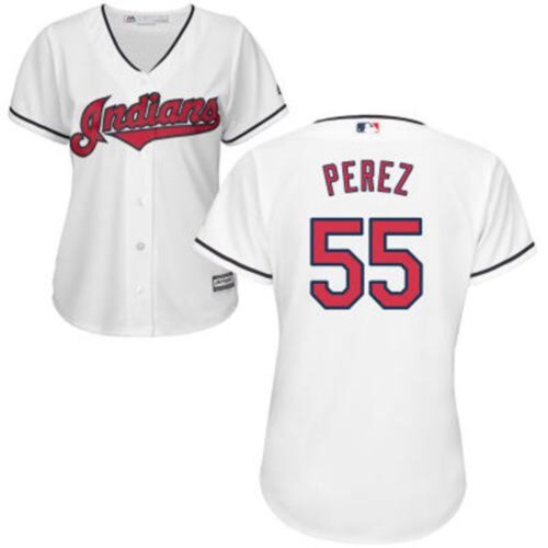 6863577ac62ba_1 indians #55 Roberto Perez White Women's Home Stitched MLB Jersey