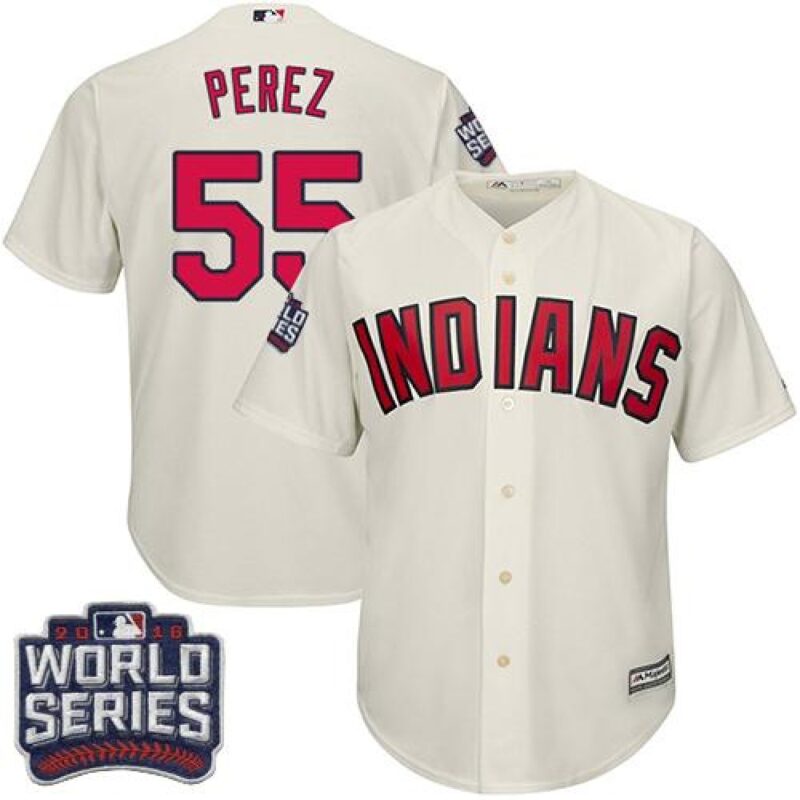 6863577fdd1d8_1 indians #55 Roberto Perez Cream Alternate 2016 World Series Bound Stitched Youth MLB Jersey