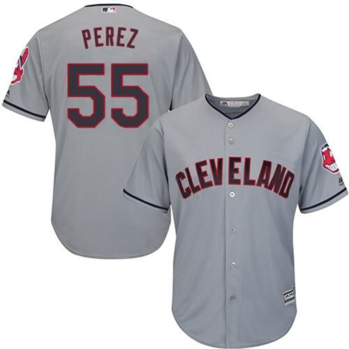 68635782600e9_1 indians #55 Roberto Perez Grey Road Stitched Youth MLB Jersey