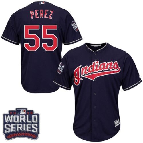 686357875afe1_1 indians #55 Roberto Perez Navy Blue Alternate 2016 World Series Bound Stitched Youth MLB Jersey