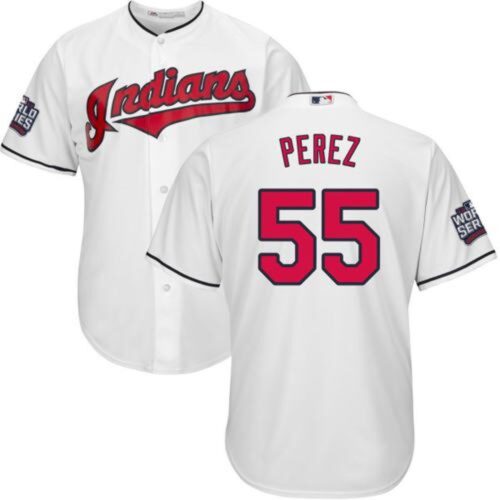 6863578ee3ee3_1 indians #55 Roberto Perez White Home 2016 World Series Bound Stitched Youth MLB Jersey