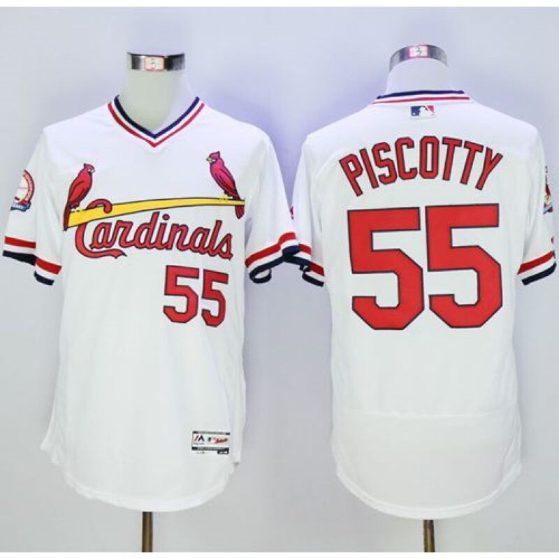 6863579ed825f_1 Cardinals #55 Stephen Piscotty White Flexbase Authentic Collection Cooperstown Stitched MLB Jersey