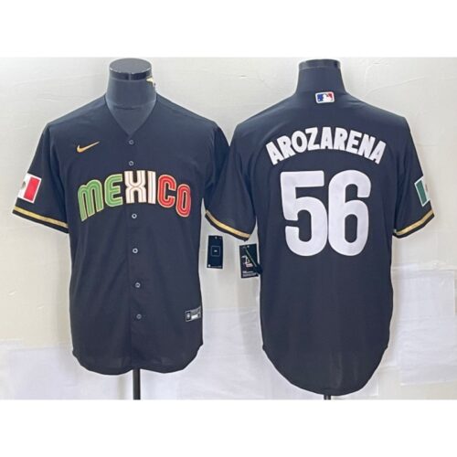 686357b727d44_1 Men's Mexico Baseball #56 Randy Arozarena 2023 Black World Baseball Classic Stitched Jersey