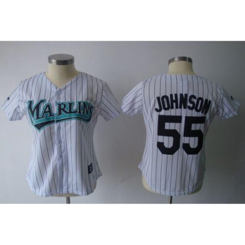 686357c0eed8a_1 Marlins #55 Josh Johnson White Women's Fashion Stitched MLB Jersey