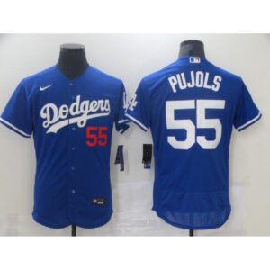 68635821a85e0_1 Men's Los Angeles Dodgers #55 Albert Pujols Royal Blue Flex Base Sttiched Jersey