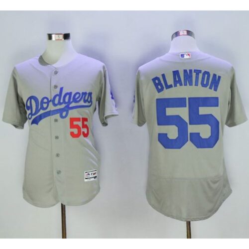 6863582e468f0_1 Dodgers #55 Joe Blanton Grey Flexbase Authentic Collection Stitched MLB Jersey
