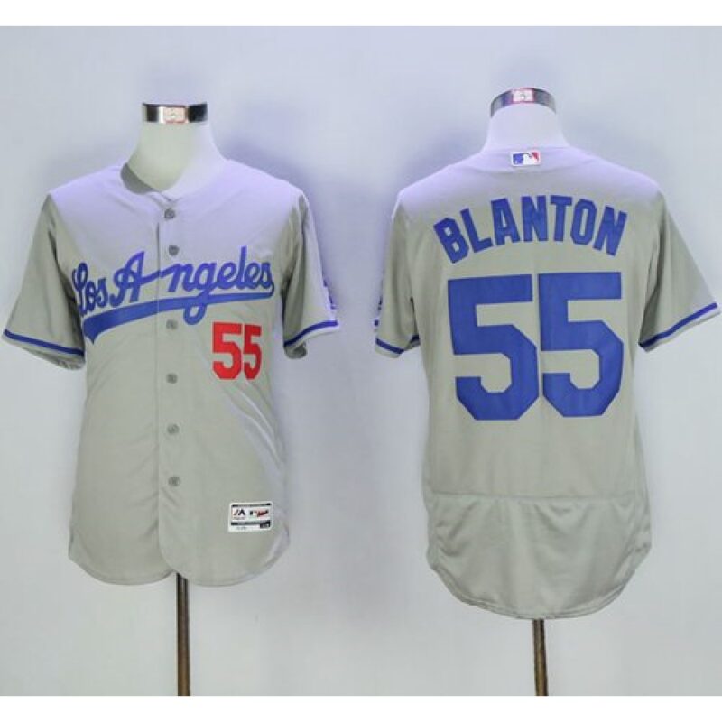 6863583180033_1 Dodgers #55 Joe Blanton Grey Flexbase Authentic Collection Road Stitched MLB Jersey